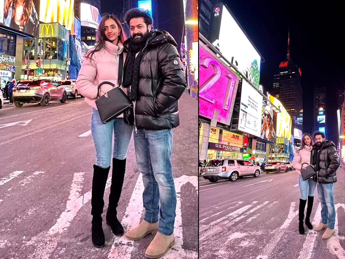 ntr enjoying at new york with wife 