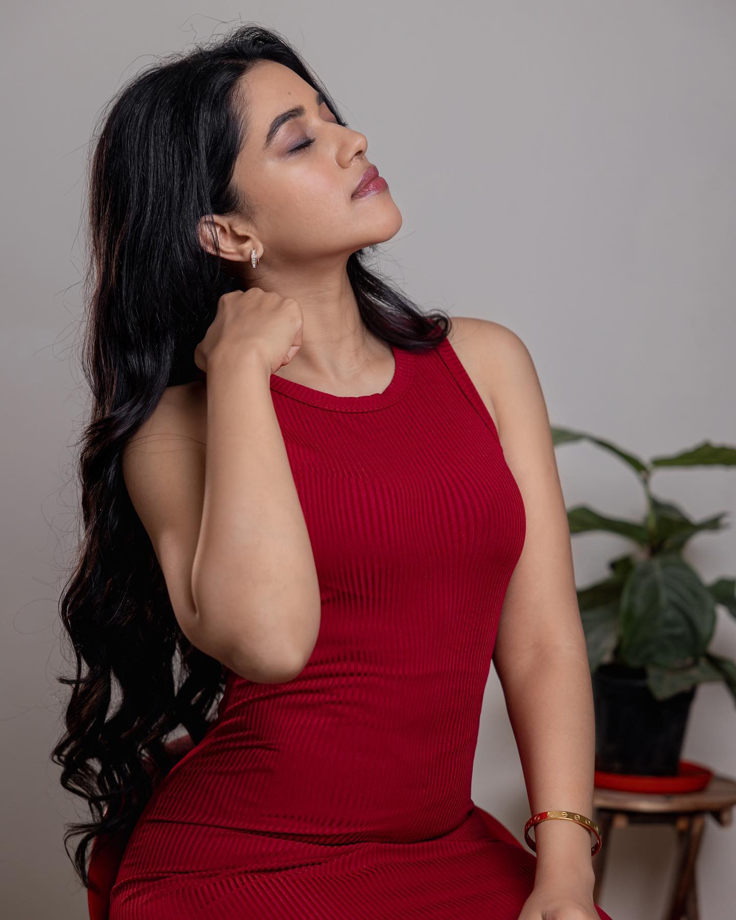 Mirnalini Ravi Looking Gorgeous In Red