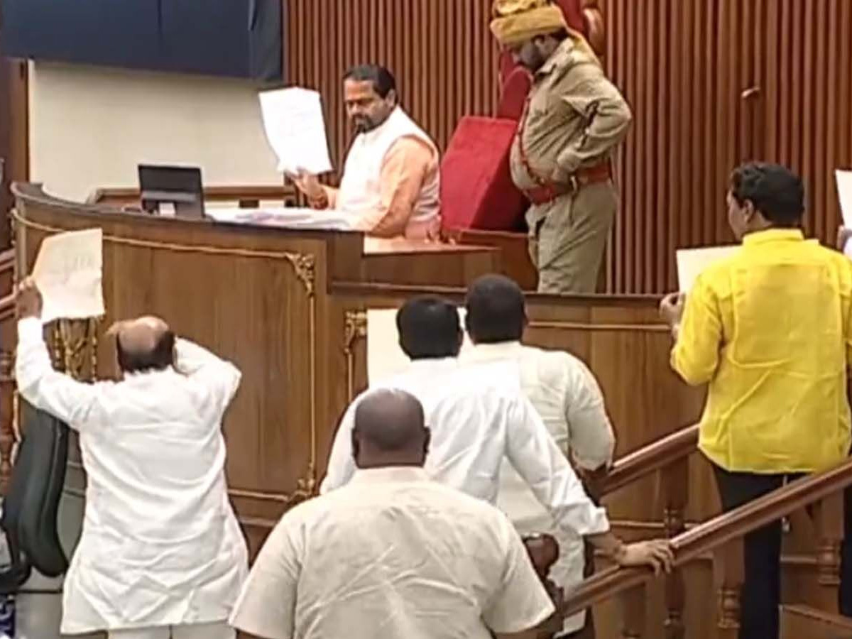 Fighting between tdp and ycp mla' s in ap assembly