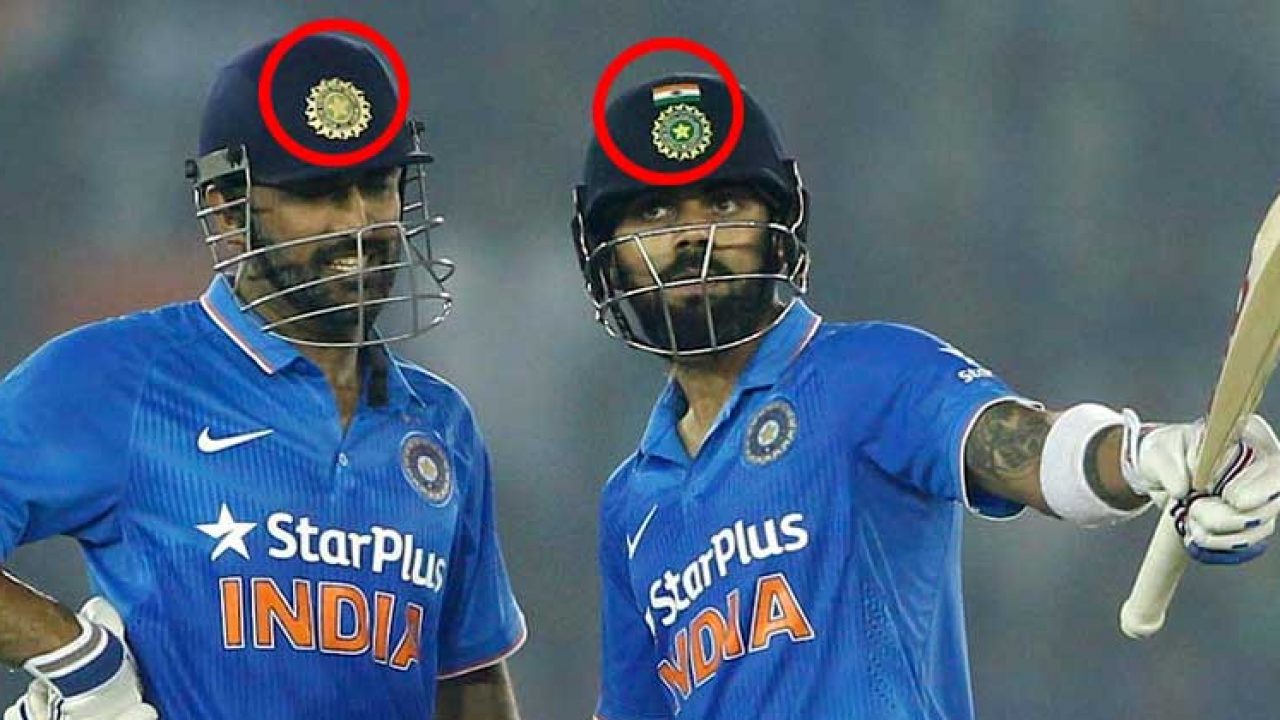 Dhoni's helmet does not have the national flag symbol